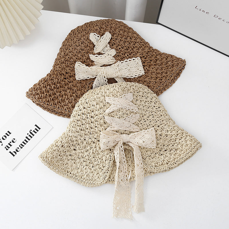Lace Strap Straw Hat - DippedShop Wholesale - #1059