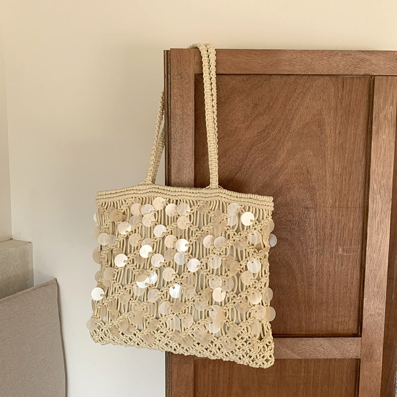 Crochet Hollow Out Shoulder Bag - DippedShop Wholesale - #4739