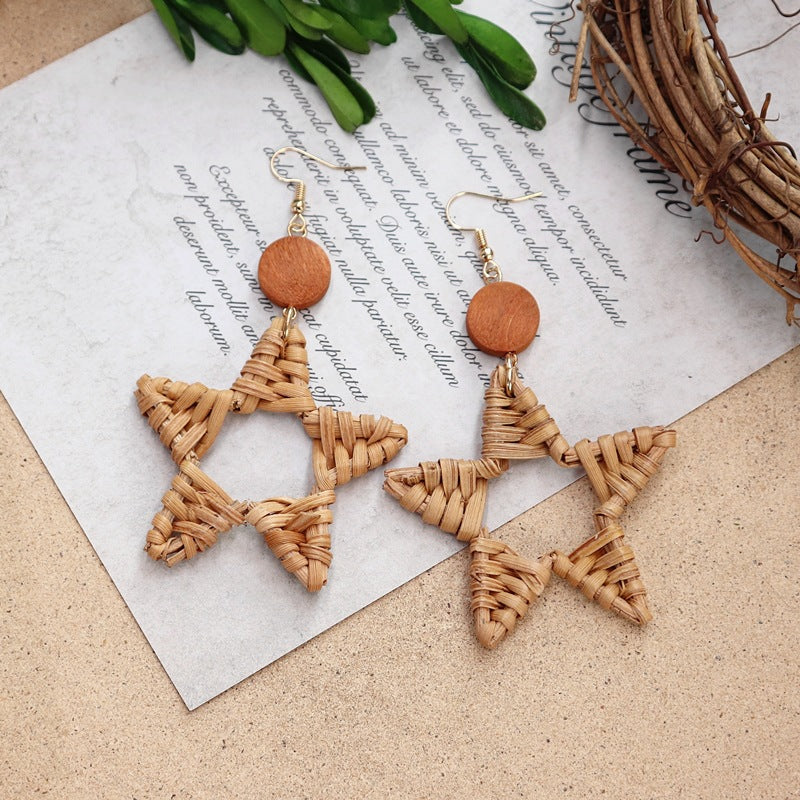 Vintage Rattan Dangle Earrings - DippedShop Wholesale - #8707