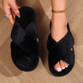 Fuzzy Cross Band Slippers - DippedShop Wholesale - #4003