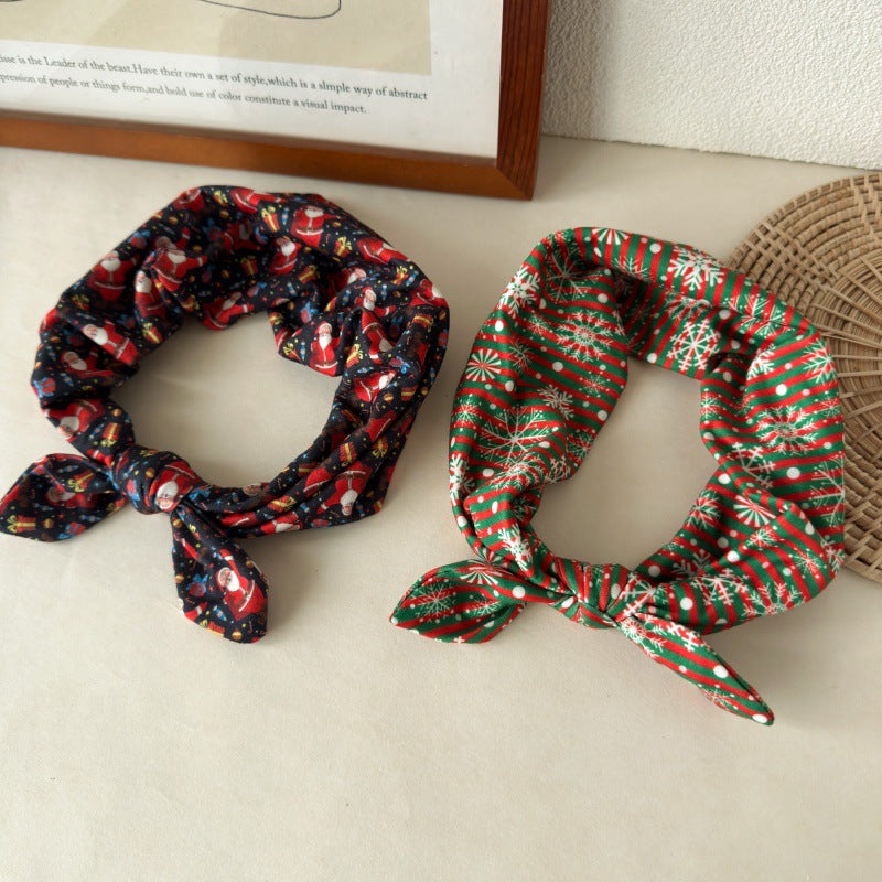 Christmas Print Bunny Ears Elastic Hair Band 6W6HBD362