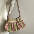 Fresh Color Block Striped Ruffled Shoulder Bag 6W10BBG1318