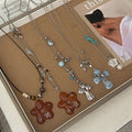 Boho Style Corss Flower Pendant Chain Necklace 6W6JNC416L