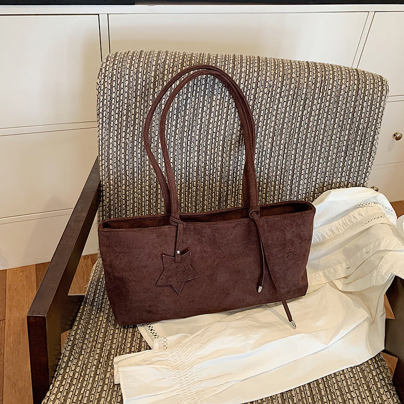 Simple Solid Color Suede Shoulder Bag 6W10BBG1871