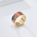 Minimalist USA Flag Pattern Wide Rings 8ZA6JRG201T