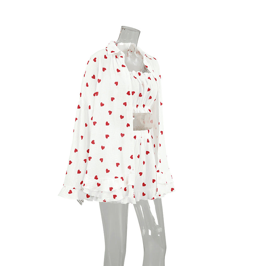 Love Print Flounce Sleepwear Set - DippedShop Wholesale - #2979