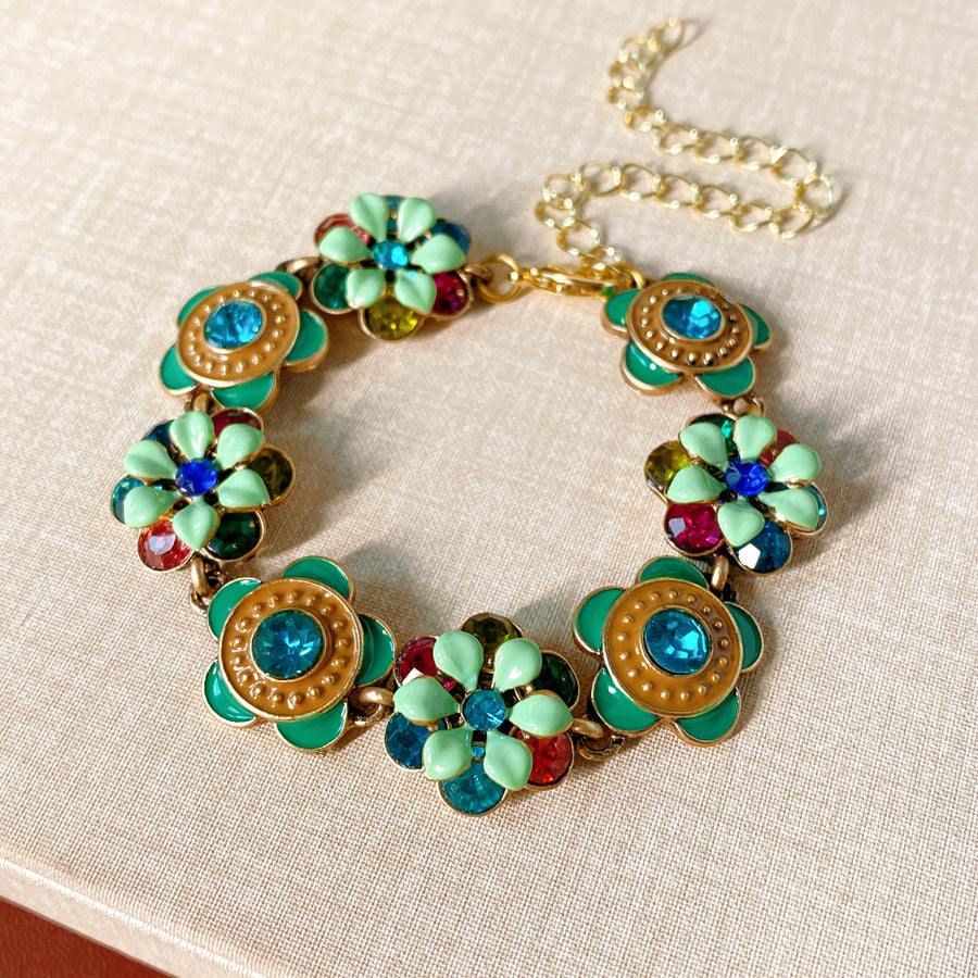 Fresh Gold Plated Enamel Floral Choker Necklace 6W6JNC922