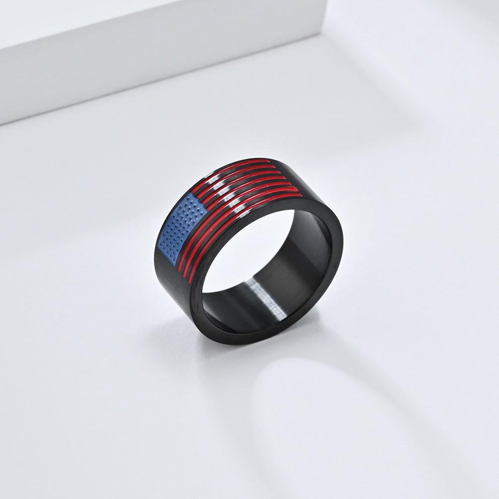 Minimalist USA Flag Pattern Wide Rings 8ZA6JRG201T
