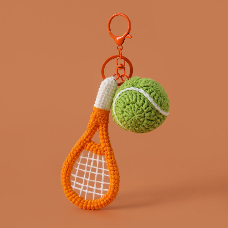 Creative Crochet Tennis Racket Ball Bag Charm Keychain MK2ZCAS6W10BBC68