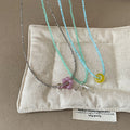 Cute Bowknot Flower Pendant Beaded Choker Necklace 6W6JNC448