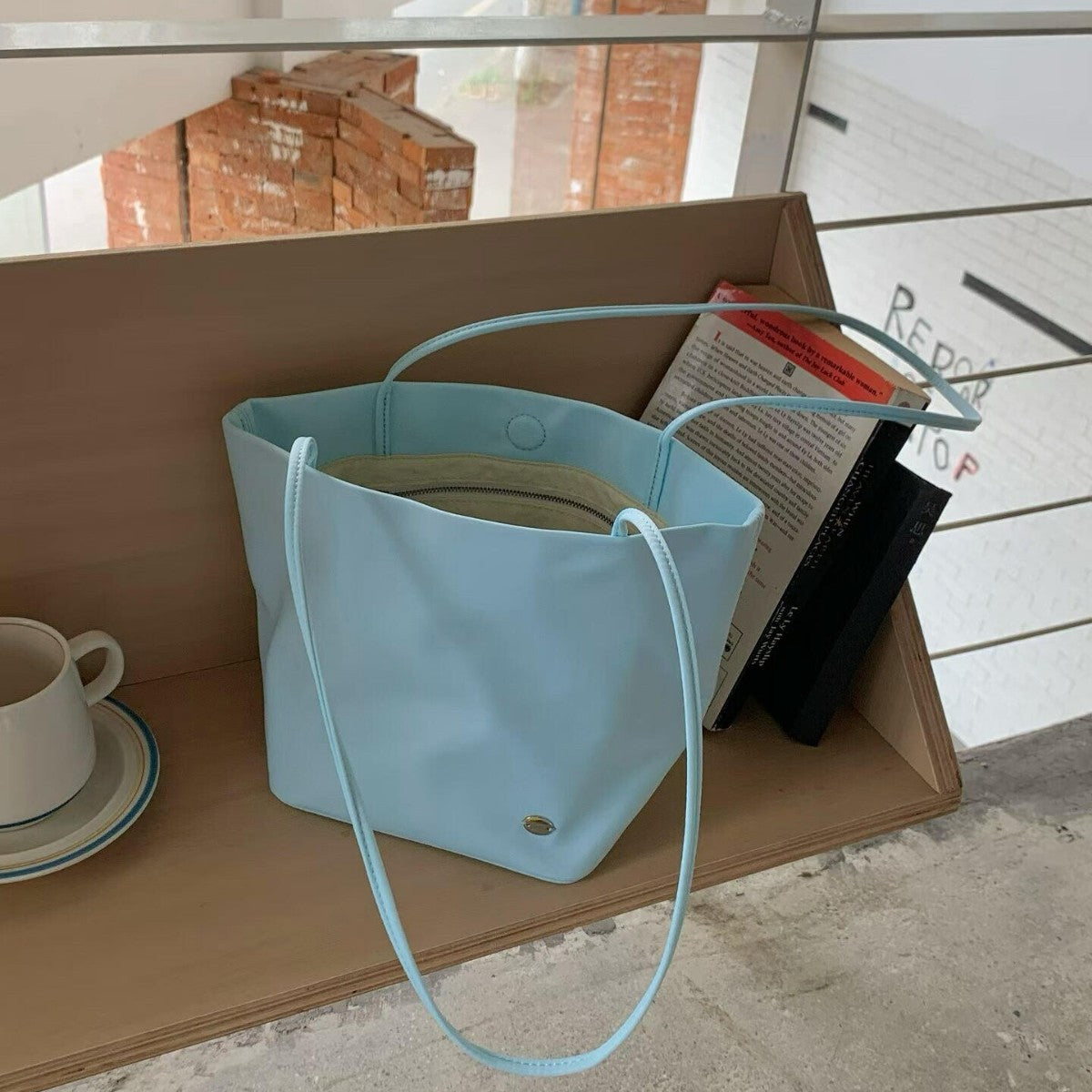 Minimalist Solid Color Large Capacity Tote Bag 6W10BBG1325