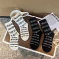 Casual Black White Letter Print Crew Socks 6W8FSO708