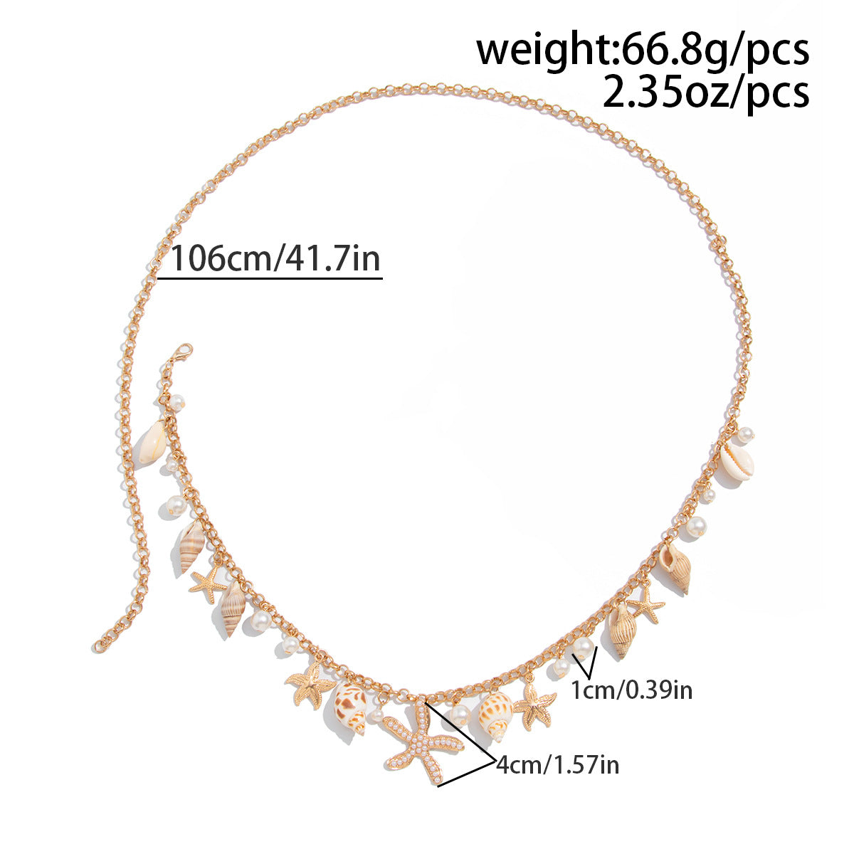 Sexy Beach Starfish Shell Layered Waist Chain 8ZA6JBC72L