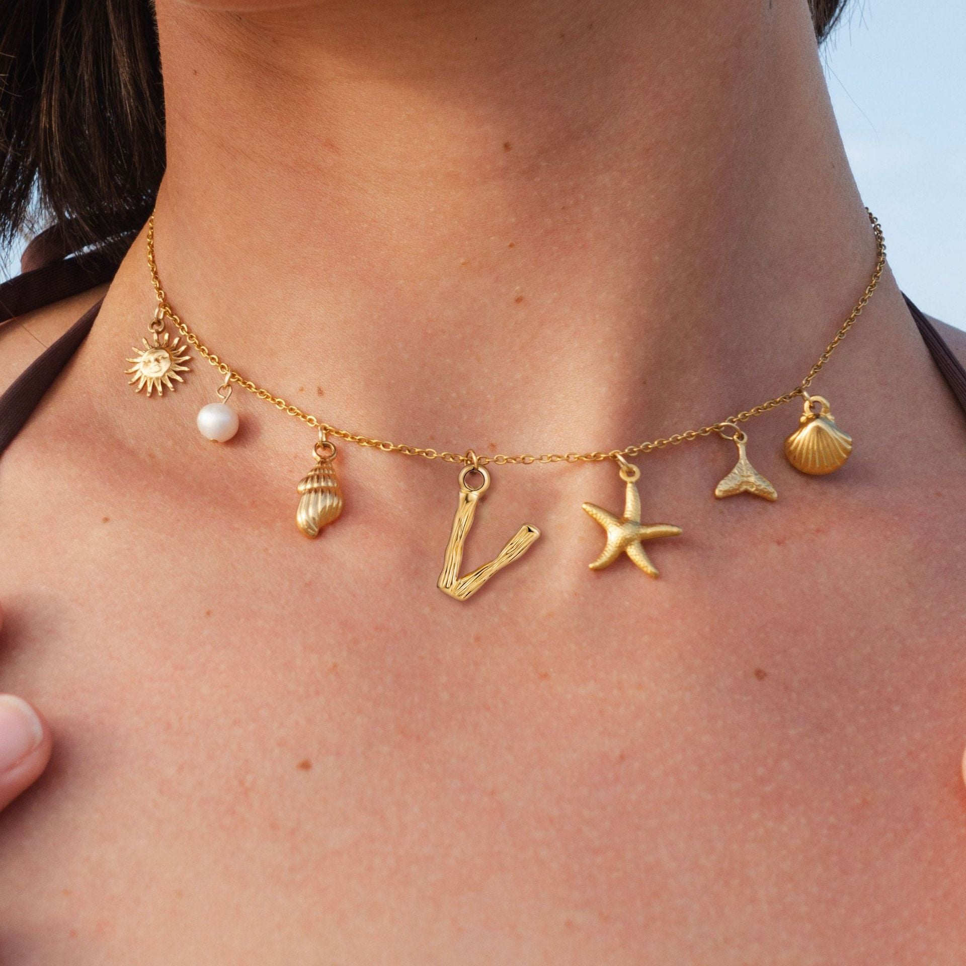 Gold Plated Letter Choker - DippedShop Wholesale - #1139