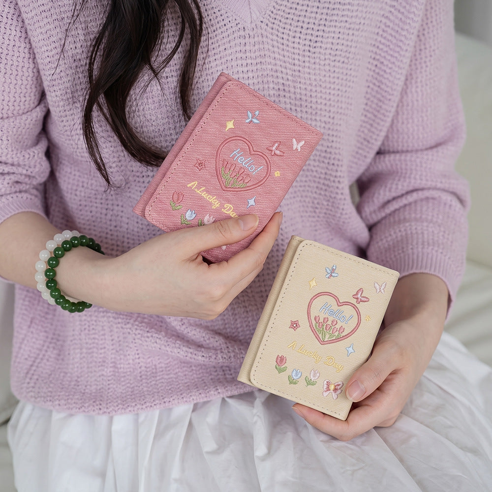 Butterfly Embroidery Trifold Wallet - DippedShop Wholesale - #1059