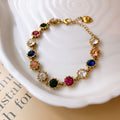Stylish Gold Plated Colorful Rhinestones Necklace 6W6JNC945