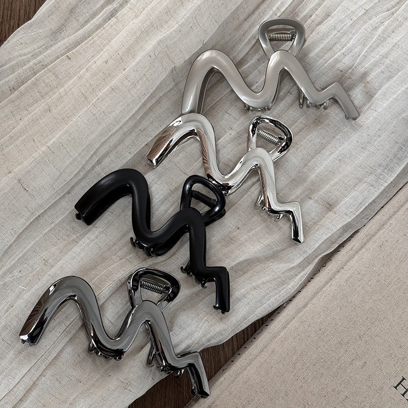 Simple Wave Metal Geometric Large Hair Claw MK2MBEP6W6HCP364