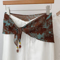 Vintage Leaf Print Beaded Triangle Silk Scarf MK2BLW6W6NSI71