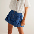 Ruffle Button Denim Shorts - DippedShop Wholesale - #5187