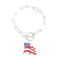 Vintage Gold Plated American Flag Pendants Chain Bracelet 8ZA6JBR130T
