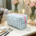 Simple Striped Print Quilt Shell Cosmetic Bag 6S5CO104