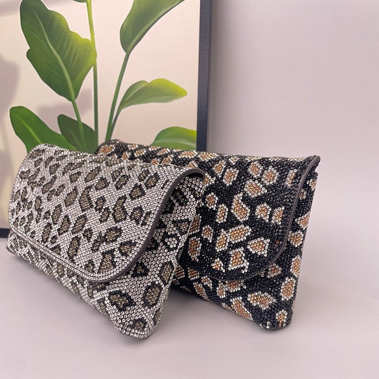 Vintgae Rhinestone Leopard Print Evening Clutch 6W10BBG1973