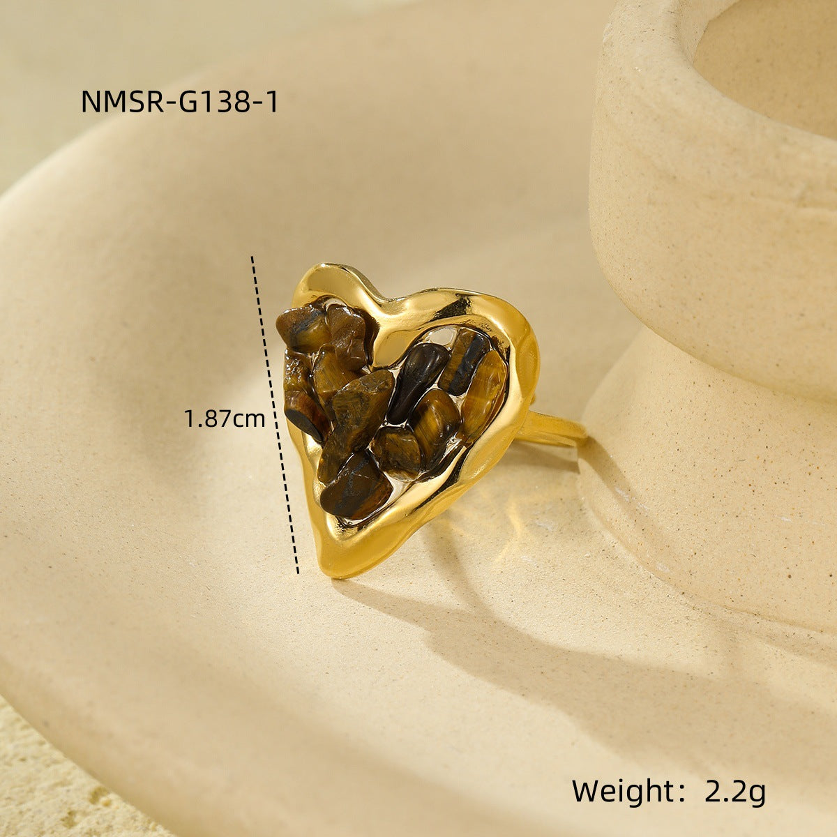Elegant Crystal Heart Gold Pla - DippedShop Wholesale - #1219