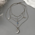 Stylish Gold Plated Multi Layer Moon Pendant Necklace 6W6JNC664