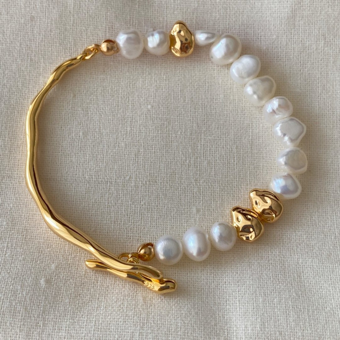 Baroque Pearl Chain Bracelet - DippedShop Wholesale - #0355