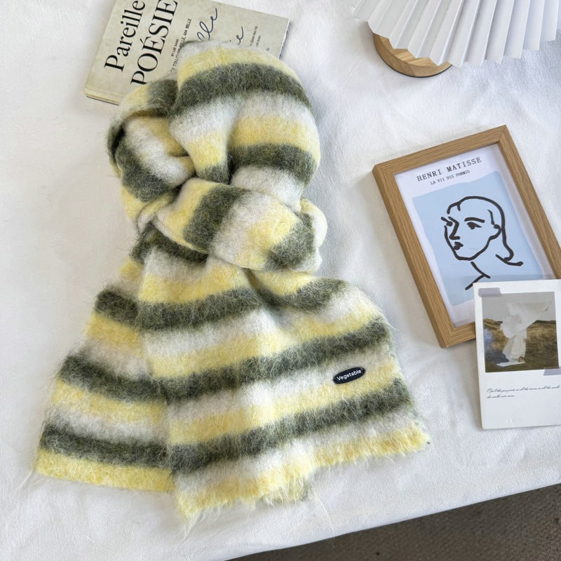 Chunky Knit Striped Scarf - DippedShop Wholesale - #3507