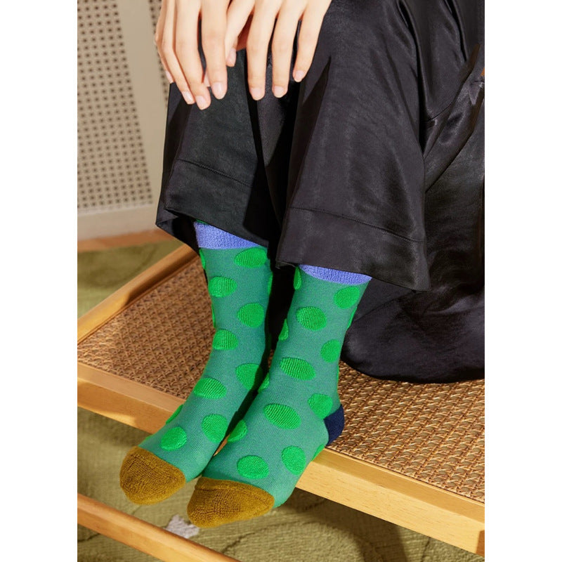Polka Dots Color Block Mid-Calf Socks 6W8FSO705