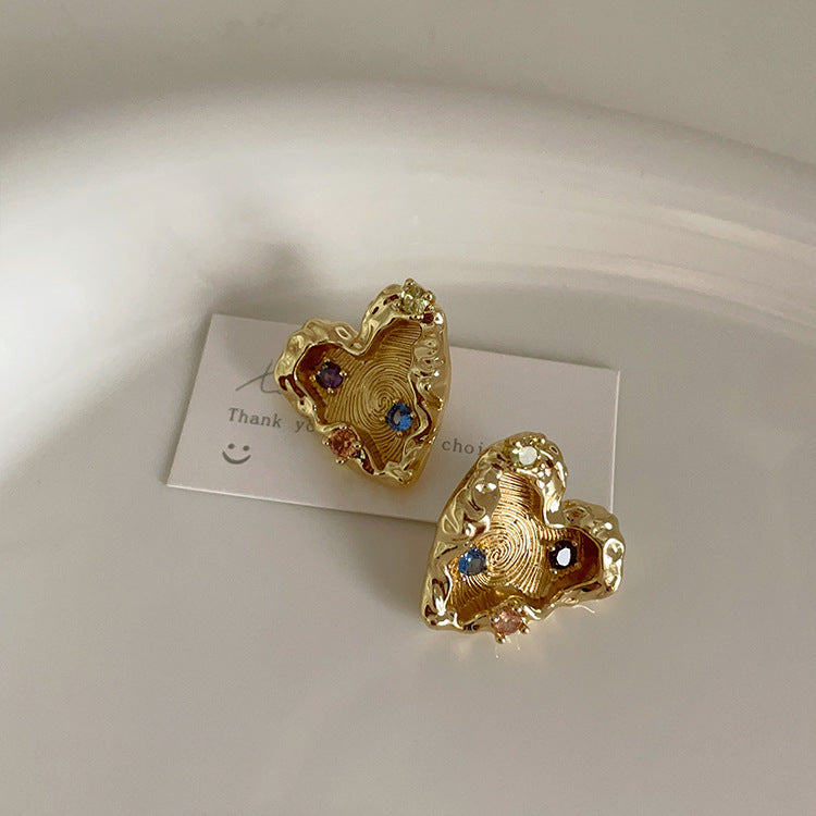Geometric Heart Stud Earrings - DippedShop Wholesale - #5555