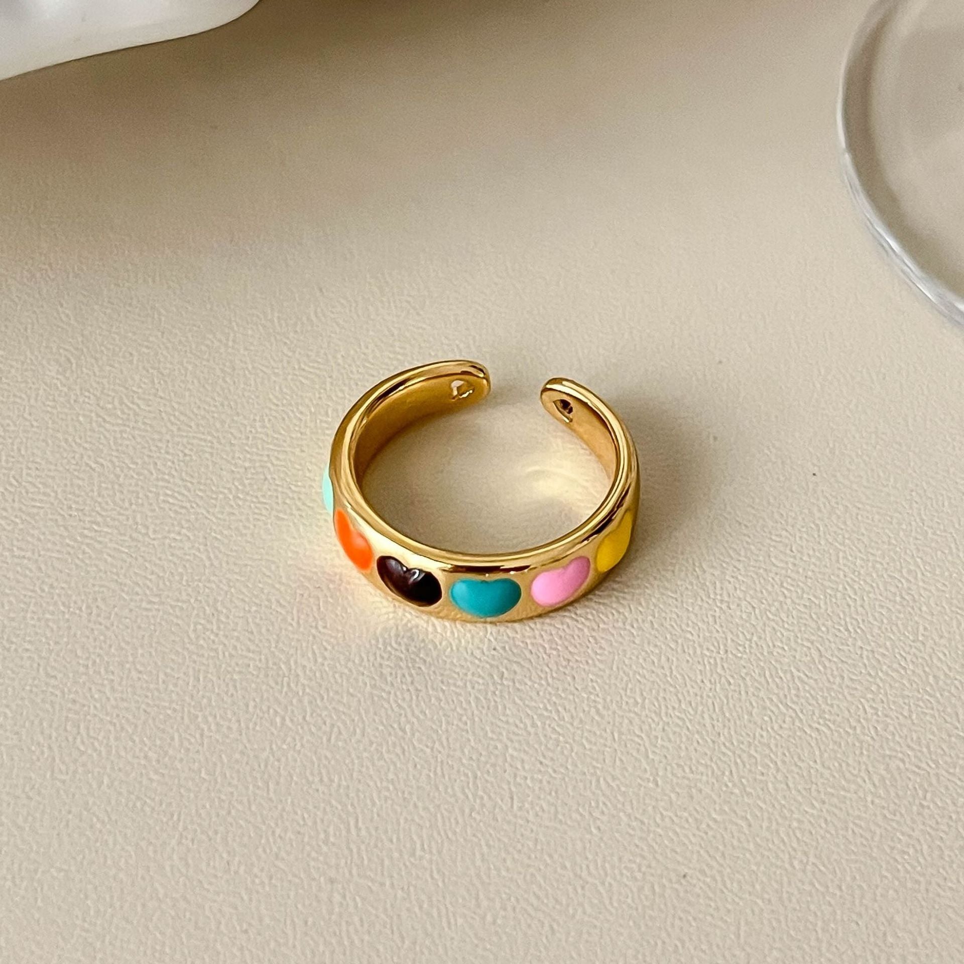 Stylish Gold Plated Diamond Open Ring 8ZA6JRG120T