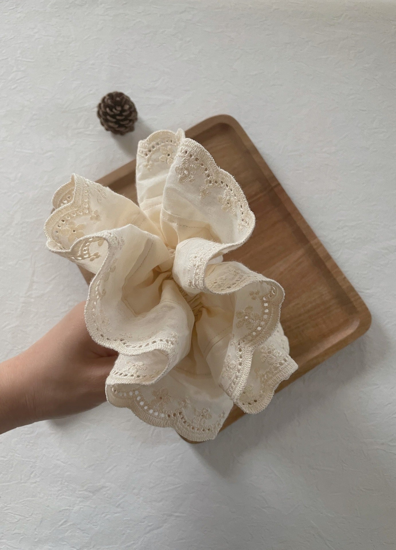 Lace Embroidery Hair Scrunchie - DippedShop Wholesale - #3667