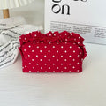 Stylish Polka Dots Print Ruffled Cosmetic Bag 6C5CO277