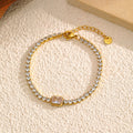 Minimalist Rhinestone Gold Plated Chain Bracelet 6W6JBR514
