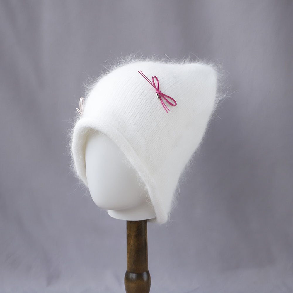 Cute Bowknot Pendant Angora Knit Beanie 6W6HAT706