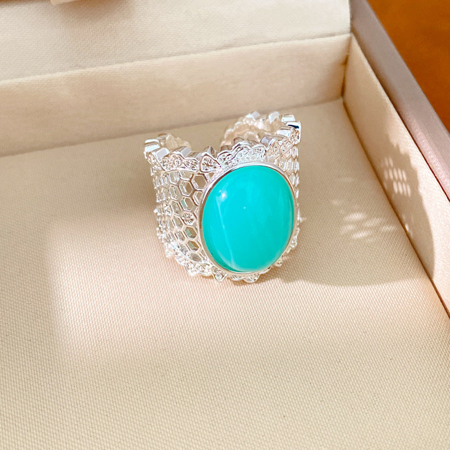 Vintage Oval Resin Hollow Out Wide Open Ring 6W6JRG381