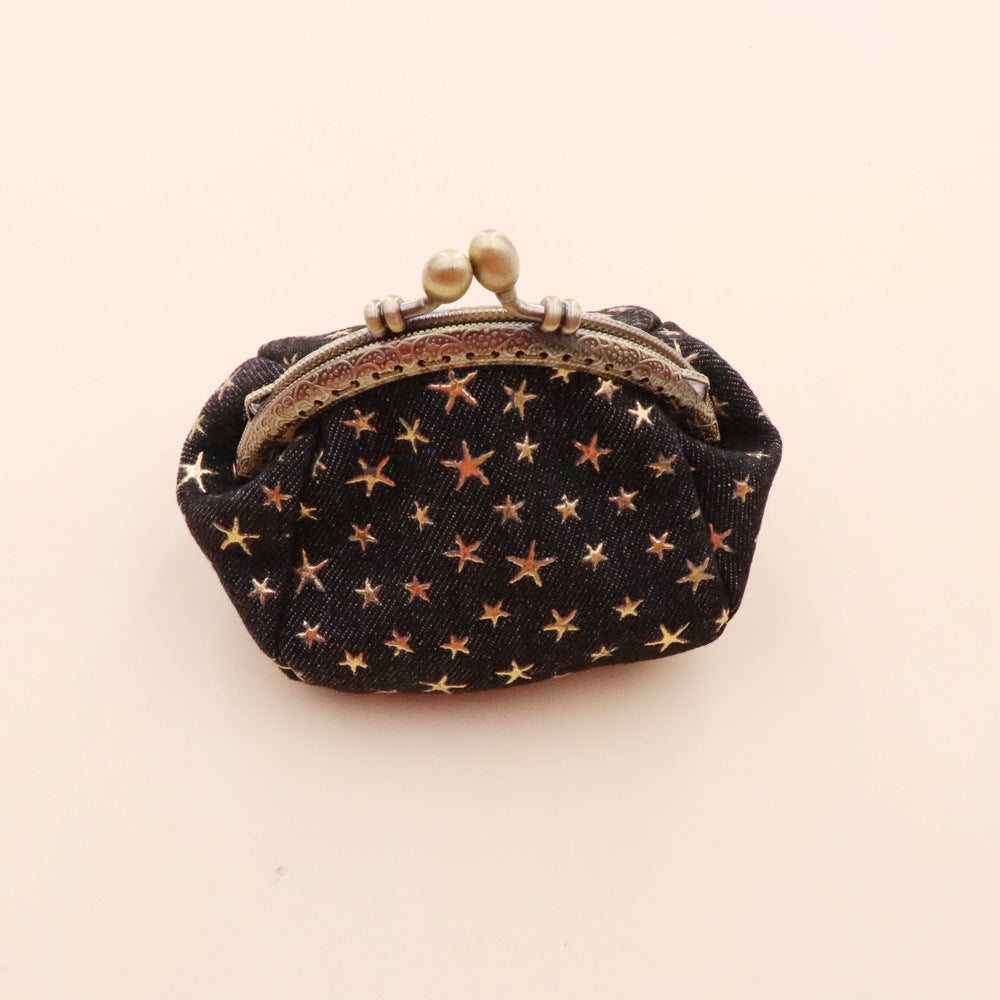 Vintage Denim Star Print Coin - DippedShop Wholesale - #1651