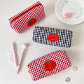 Cute Tomato Embroidery Plaid Print Makeup Bag MK2BW6S10BOB56
