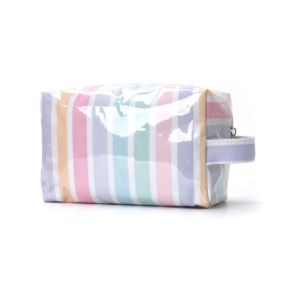 Simple Color Block Striped PVC Cosmetic Bag MK2BLW6C5CO07