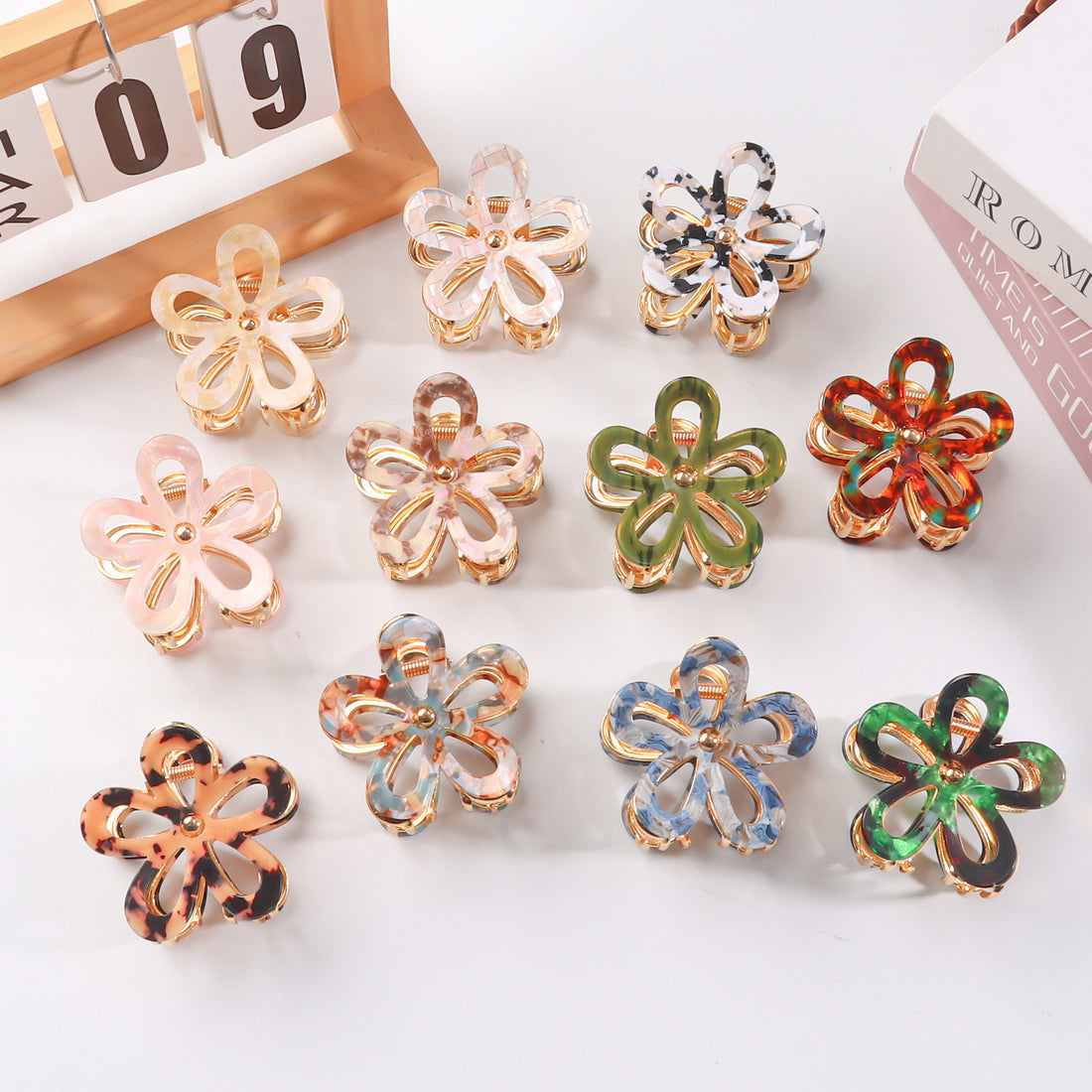 Colorful Flower Hair Claw - DippedShop Wholesale - #5667