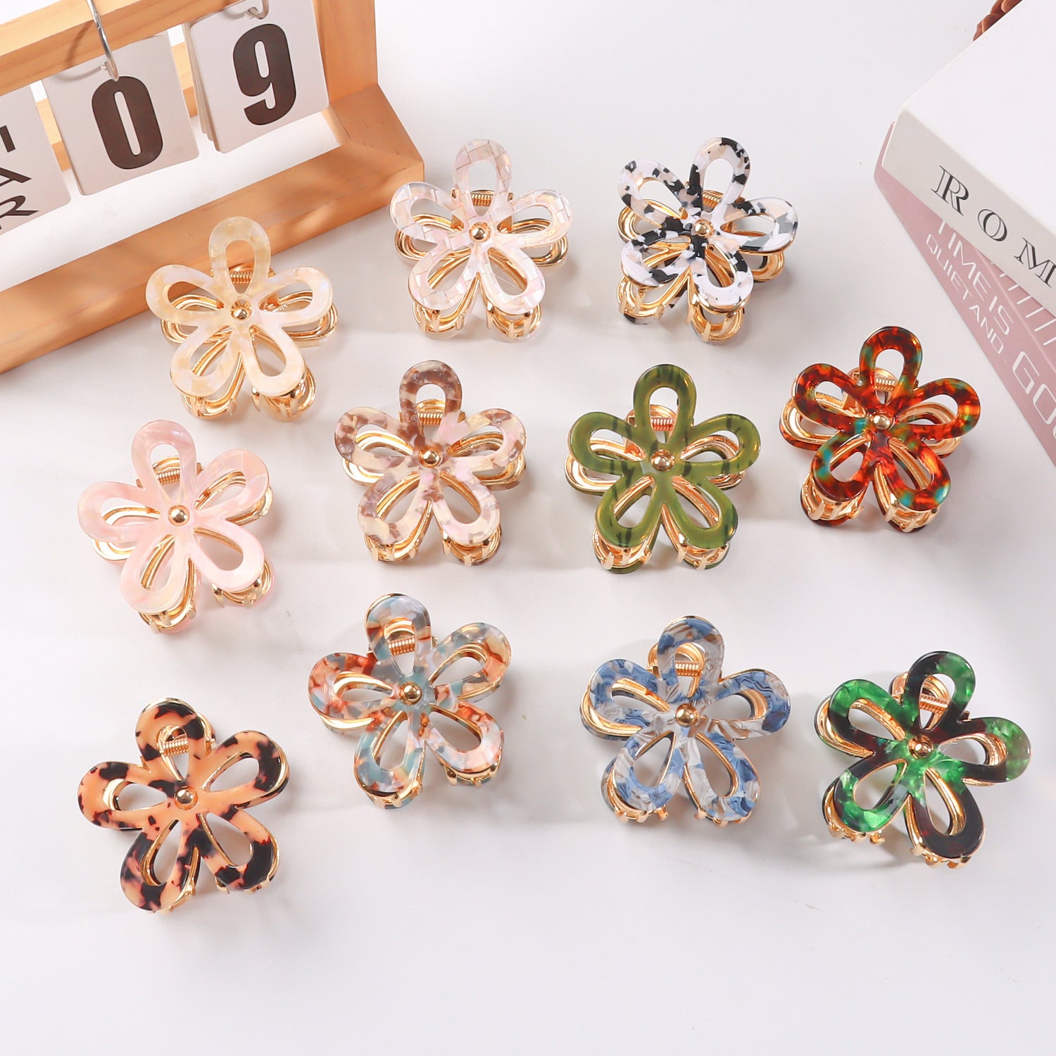 Danity Colorful Flower Mini Metal Hair Claw MK2PPM6W6HCP357