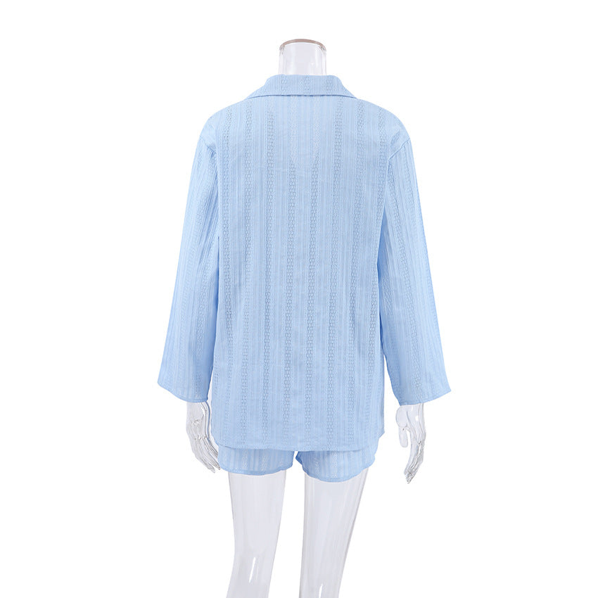 Jacquard Solid Sleepwear Set - DippedShop Wholesale - #7859