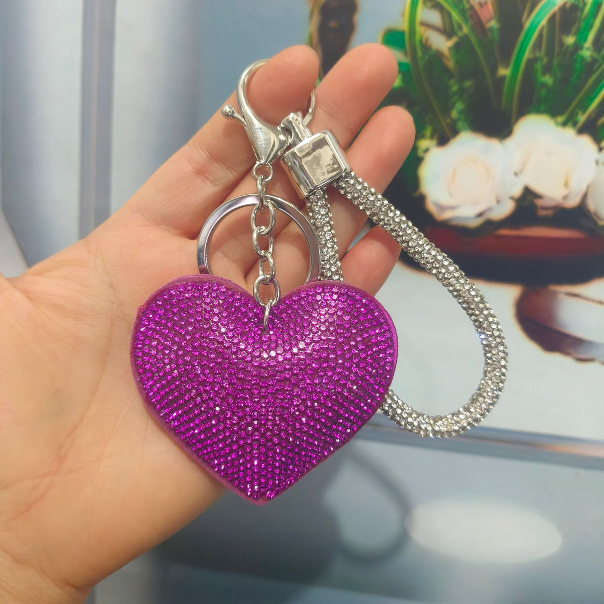 Rhinestone Heart Bag Charm - DippedShop Wholesale - #5251