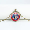 Retro USA Flag Pattern Round Pendant Chain Necklace 8ZA6JNC278T