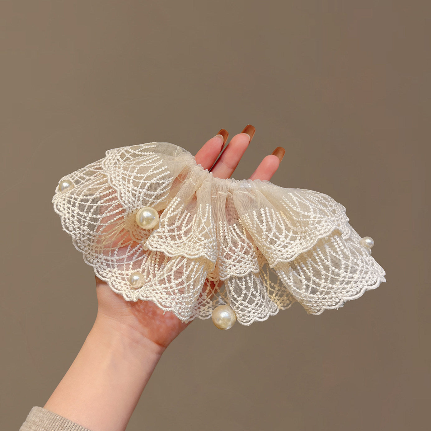 Pearl Lace Hair Scrunchie - DippedShop Wholesale - #0371