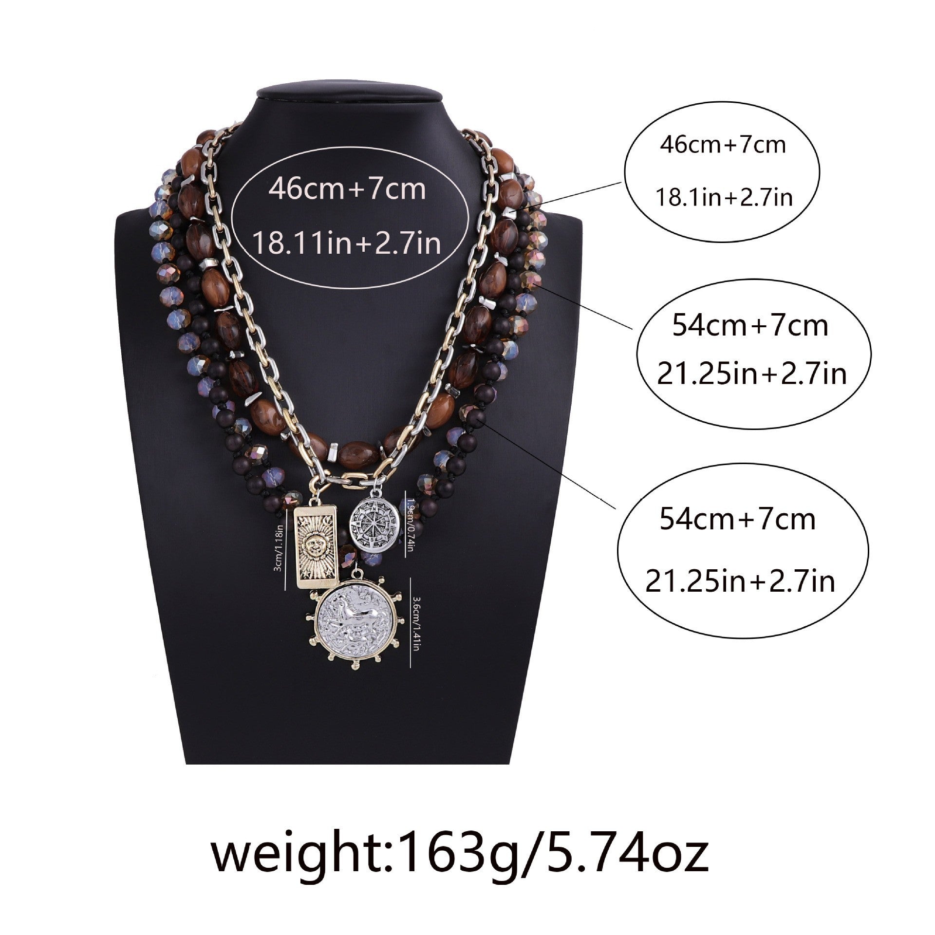 Vintage Beaded Chain Multi Layer Necklaces 6W6JNC621