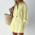 Jacquard Puff Sleeve Set - DippedShop Wholesale - #3443