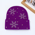 Rhinestone Snowflake Knit Beanie - DippedShop Wholesale - #9763